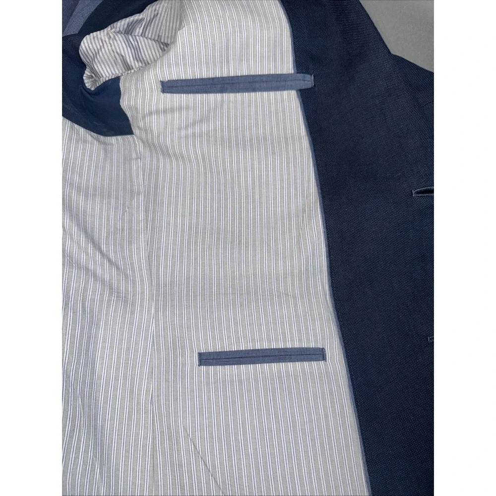 Joseph Abboud Sports Coat 44R 100%‎ Linen Two Button Blue Lined Blazer